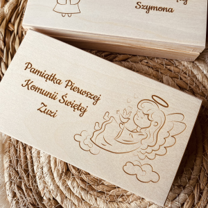 Pudełko na pieniądze z aniołem - Komunia