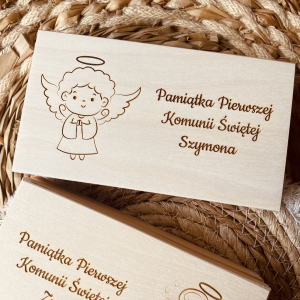 Pudełko na pieniądze z aniołkiem - Komunia