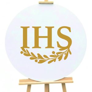 Tablica komunijna IHS z gałązką - okrągła