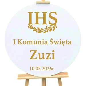 Tablica komunijna IHS z gałązką personalizowana