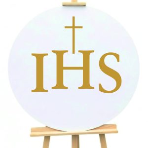 Tablica komunijna IHS z krzyżem