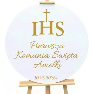 Tablica komunijna z imieniem wzór IHS krzyż