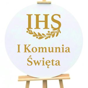 Tablica komunijna IHS z gałązką + napis